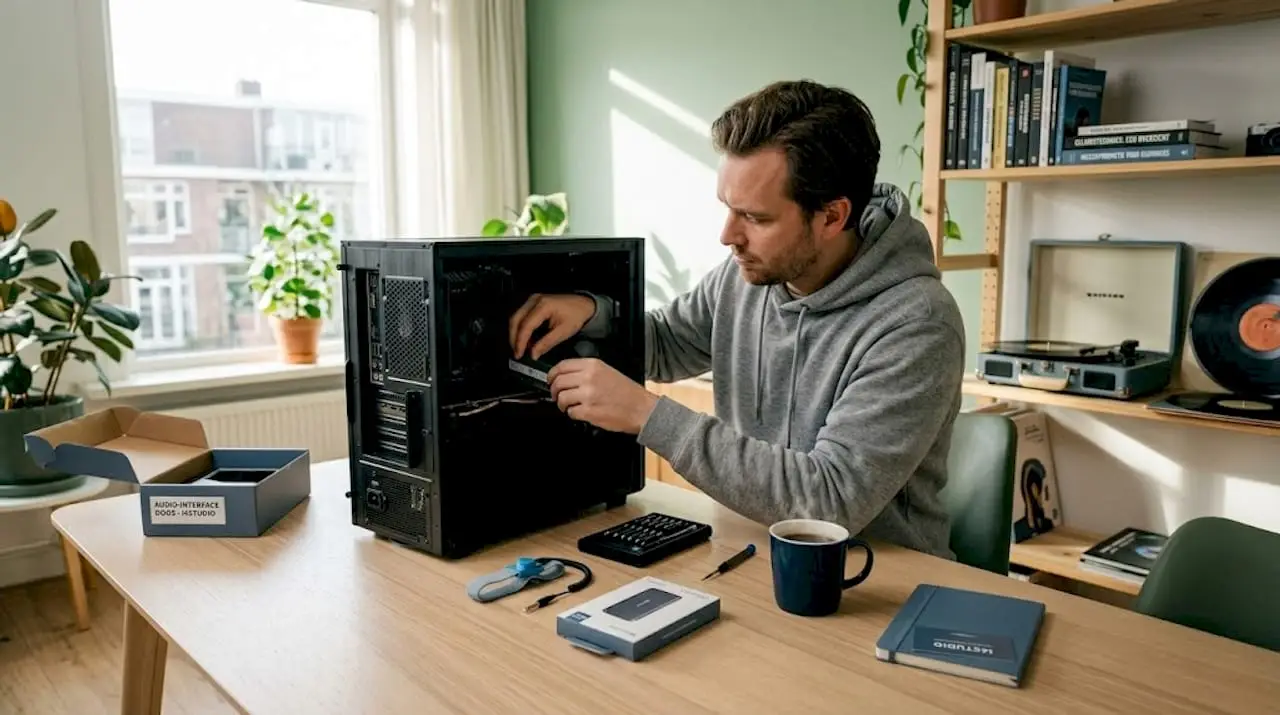 Erklärungen zur Montage von Studiocomputern für Produzenten 4 Producer stelt thuis zijn eigen studiocomputer samen