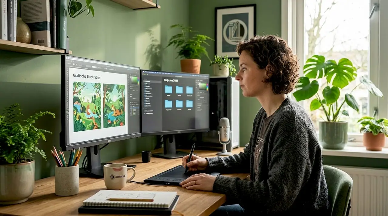 Vorteile eines maßgeschneiderten PCs für Kreativprofis 2 Een grafisch vormgever is bezig met het samenstellen van een pc die helemaal is afgestemd op zijn wensen.