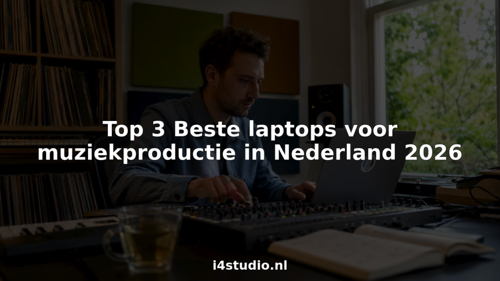Ein Mann arbeitet hinter seinem Laptop in einem Musikstudio.