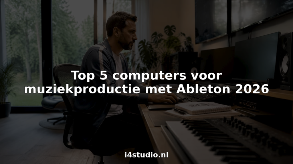 Muziekproducer aan de slag met een computer die speciaal is ingericht voor het werken met DAW-software.
