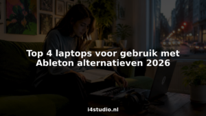 Ein Musikproduzent stellt seinen MIDI-Controller ein, während er hinter seinem Laptop sitzt.