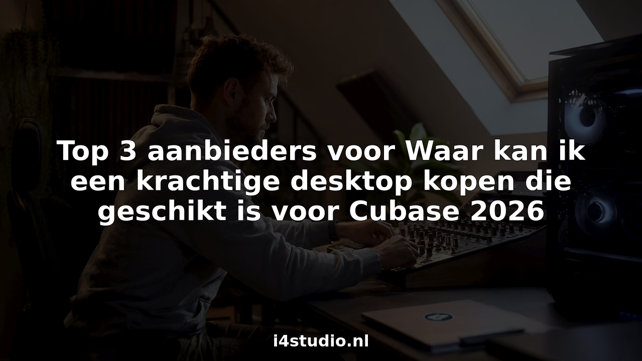 Een audioproducent zit achter zijn desktop in de studio te werken aan nieuwe muziek.