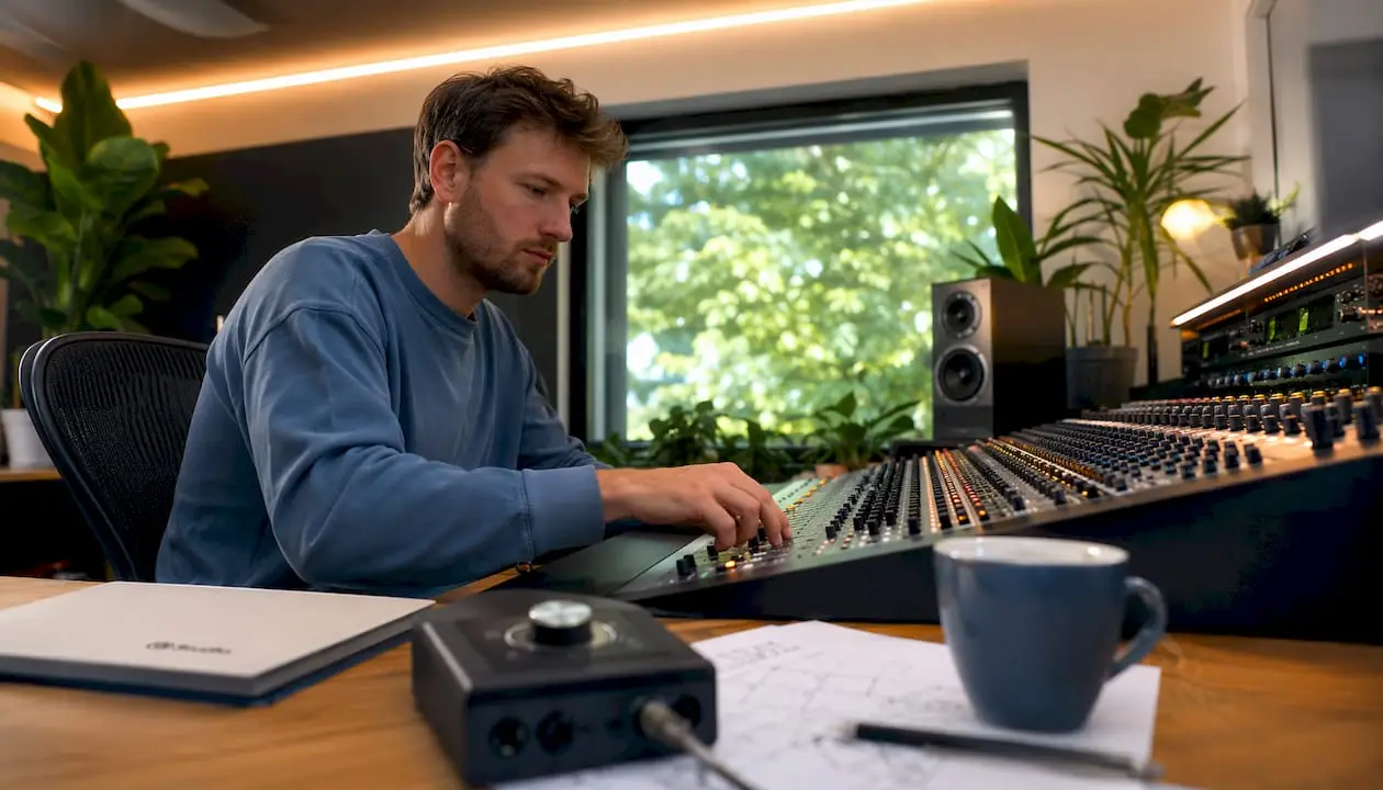 Tipps zur Videobearbeitung für Audio-Profis 7 Geluidsengineer bezig met het bewerken en optimaliseren van het geluid bij videoproducties.