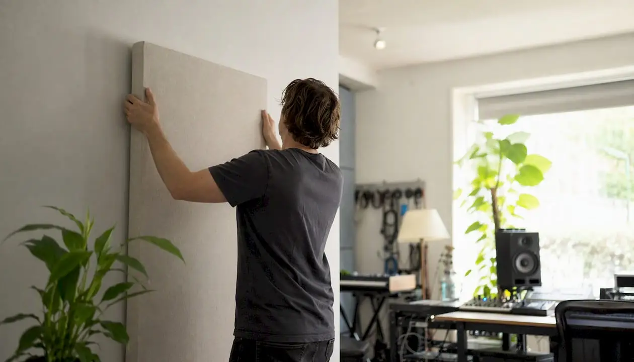 Die besten Alternativen zu audiomentor.com in den Niederlanden 4 Met zorg worden akoestische panelen gemonteerd in een thuisstudio.