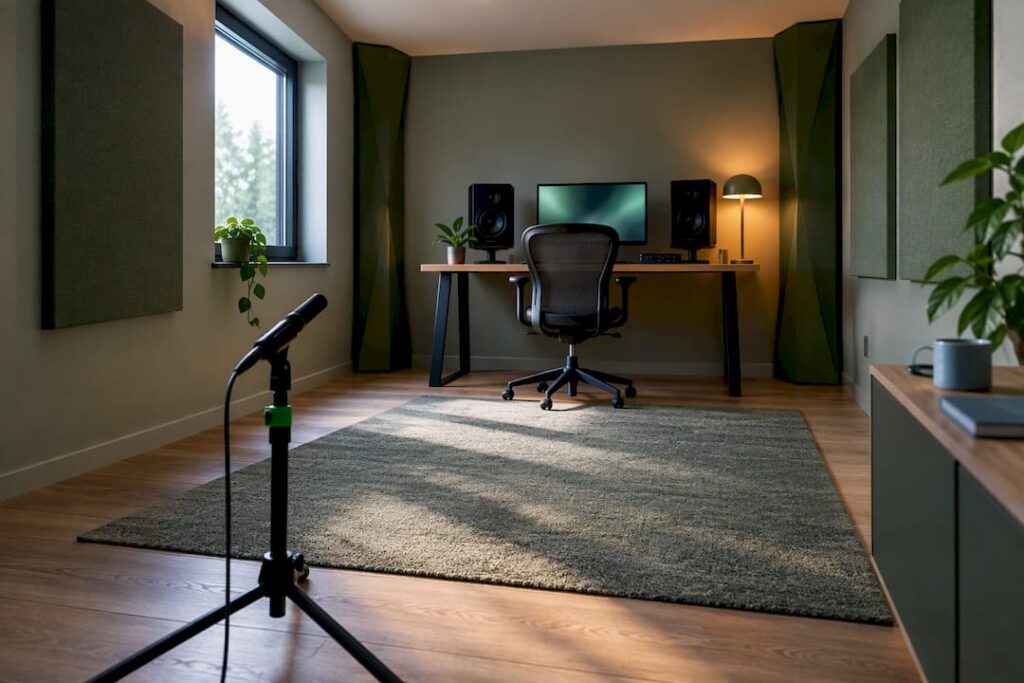Rechteckiges Heimstudio mit Bassfallen